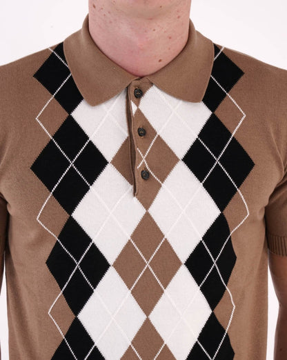 Trojan Argyle Feinstrick-Poloshirt Kamel