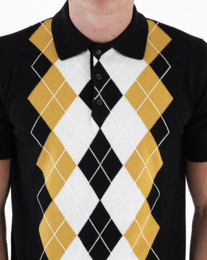 Trojan Argyle Feinstrick-Polo Schwarz