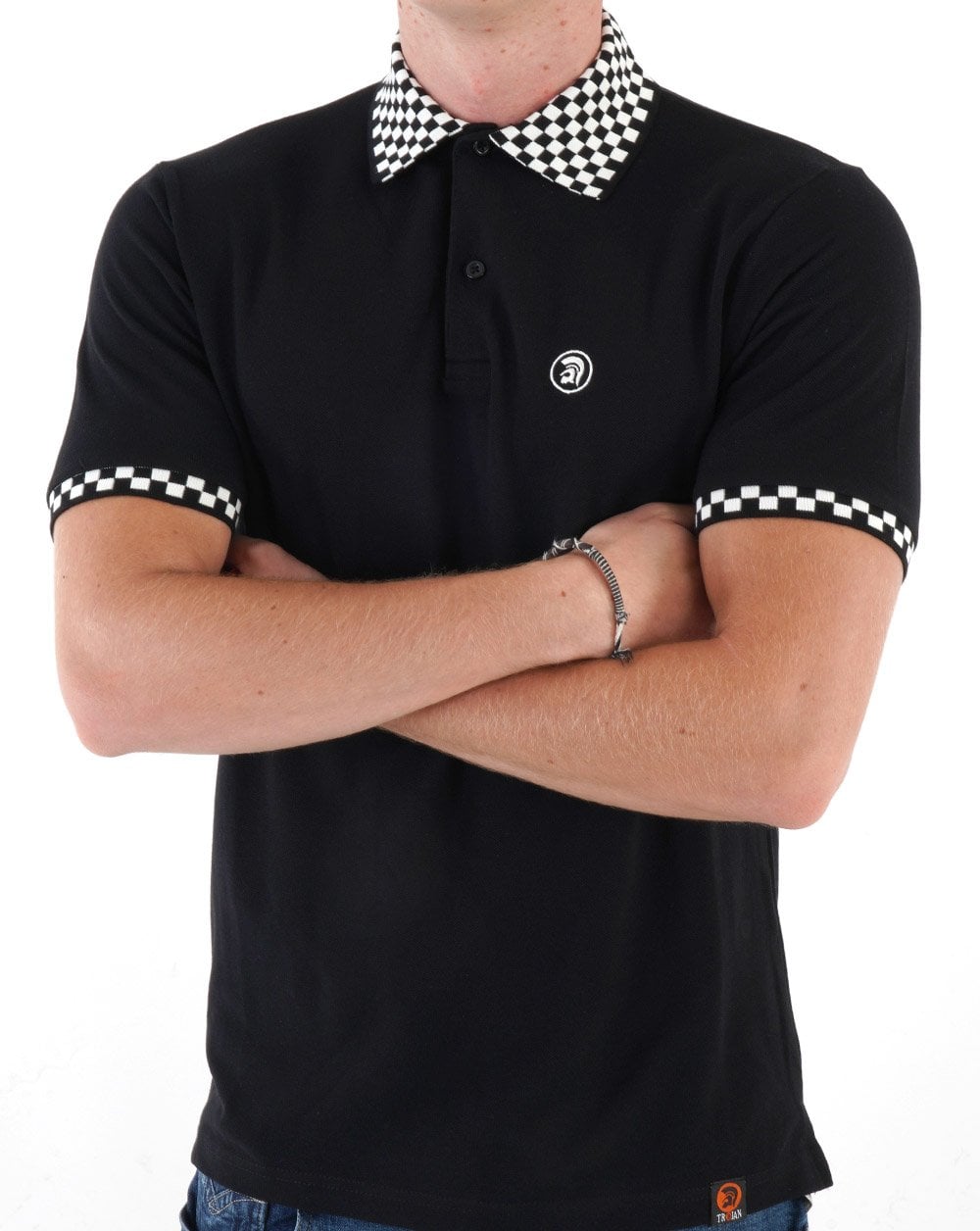 Trojan Mono Trim Piqué Polo Schwarz
