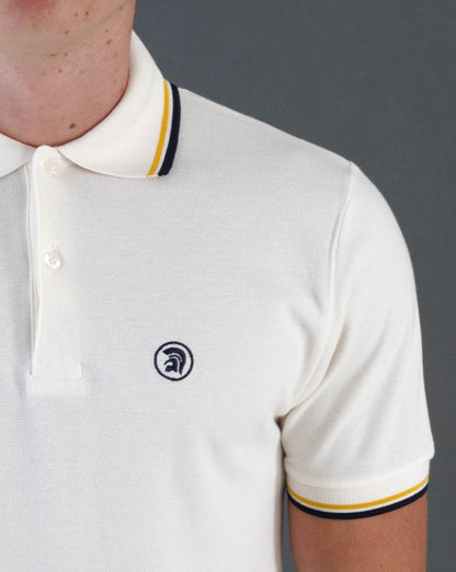 Trojan – Piqué-Poloshirt mit Doppelstreifen in Ecru