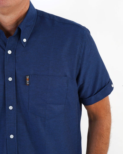 Trojan Classic Oxford Kurzarmhemd, Marineblau