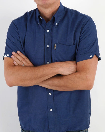 Trojan Classic Oxford Kurzarmhemd, Marineblau