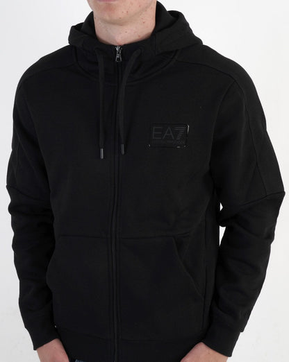 EA7 Jersey-Hoodie mit durchgehendem Reißverschluss in Schwarz