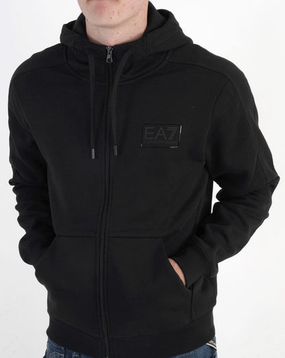 EA7 Jersey-Hoodie mit durchgehendem Reißverschluss in Schwarz