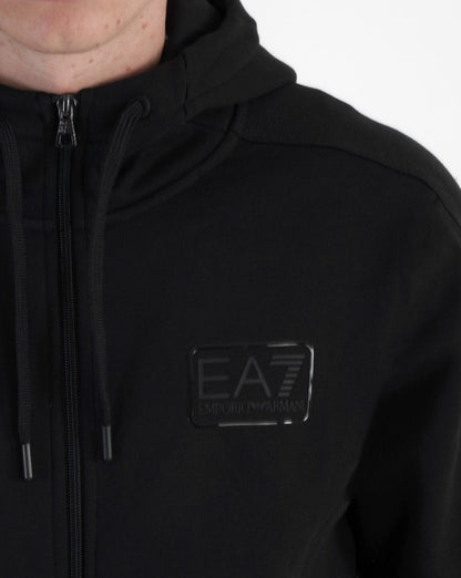 EA7 Jersey-Hoodie mit durchgehendem Reißverschluss in Schwarz