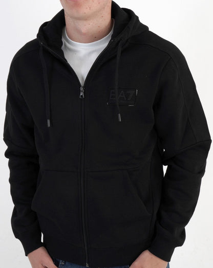 EA7 Jersey-Hoodie mit durchgehendem Reißverschluss in Schwarz