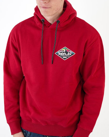 Replay – Kapuzensweatshirt mit Mountain-Print, Chilirot