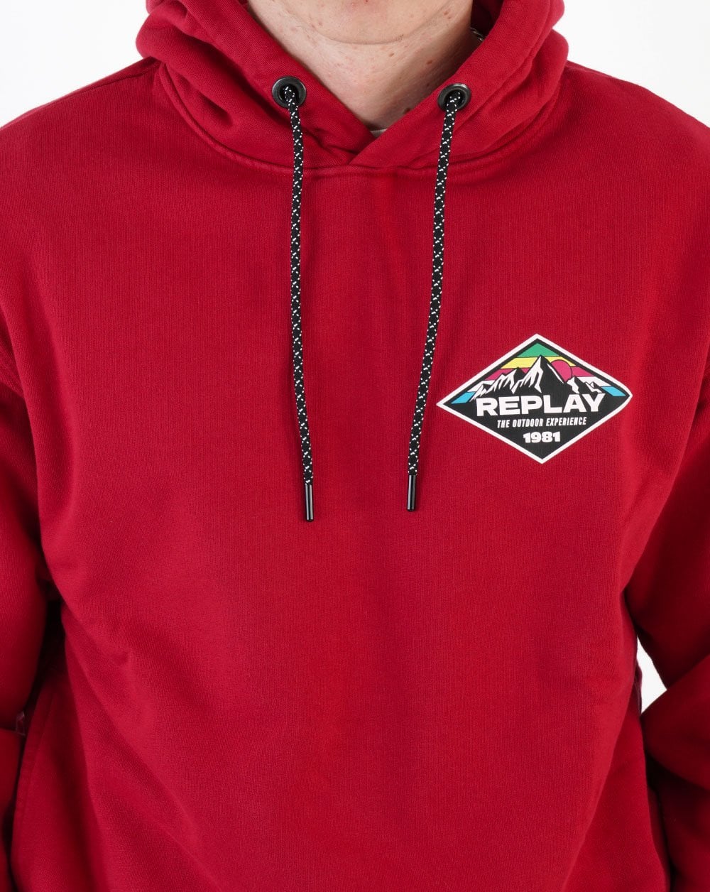 Replay – Kapuzensweatshirt mit Mountain-Print, Chilirot