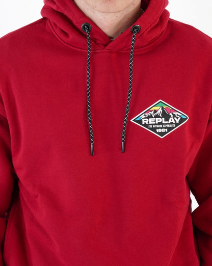 Replay – Kapuzensweatshirt mit Mountain-Print, Chilirot