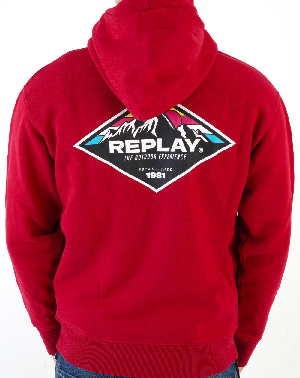 Replay – Kapuzensweatshirt mit Mountain-Print, Chilirot