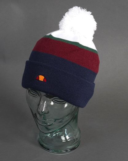 Ellesse Isnia Pom Pom Beanie Marine/Burgund/Weiß
