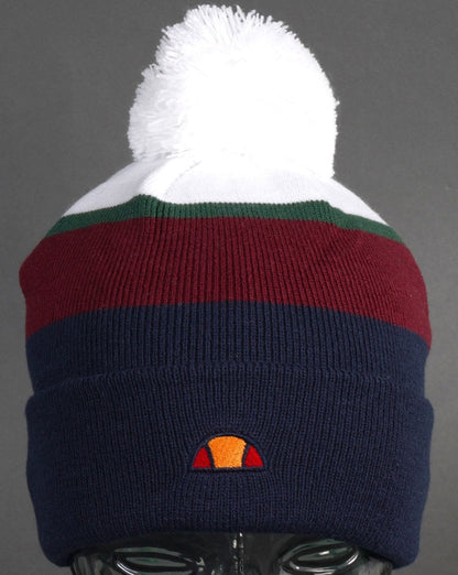 Ellesse Isnia Pom Pom Beanie Marine/Burgund/Weiß
