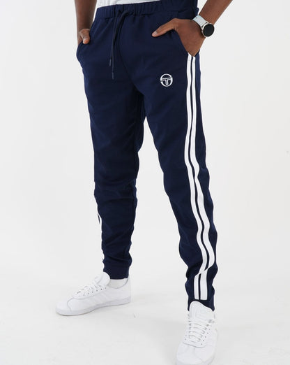 Sergio Tacchini – Trainingshose mit 2 Streifen, Marineblau/Weiß