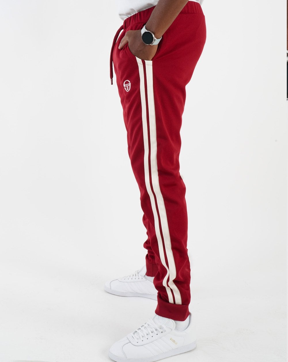 Sergio Tacchini 2-Streifen-Trainingshose Merlot/Buttercreme