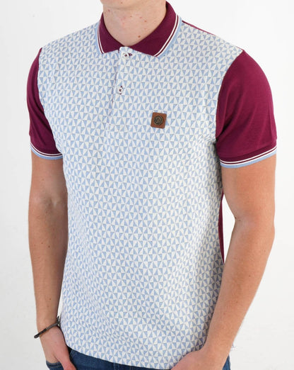 Trojan Diamond Panel Poloshirt Himmelblau/Hafenblau