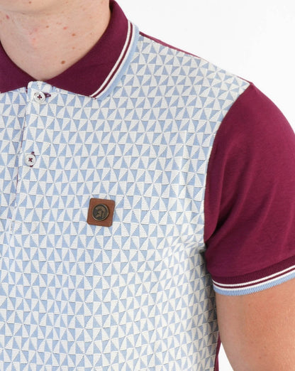 Trojan Diamond Panel Poloshirt Himmelblau/Hafenblau