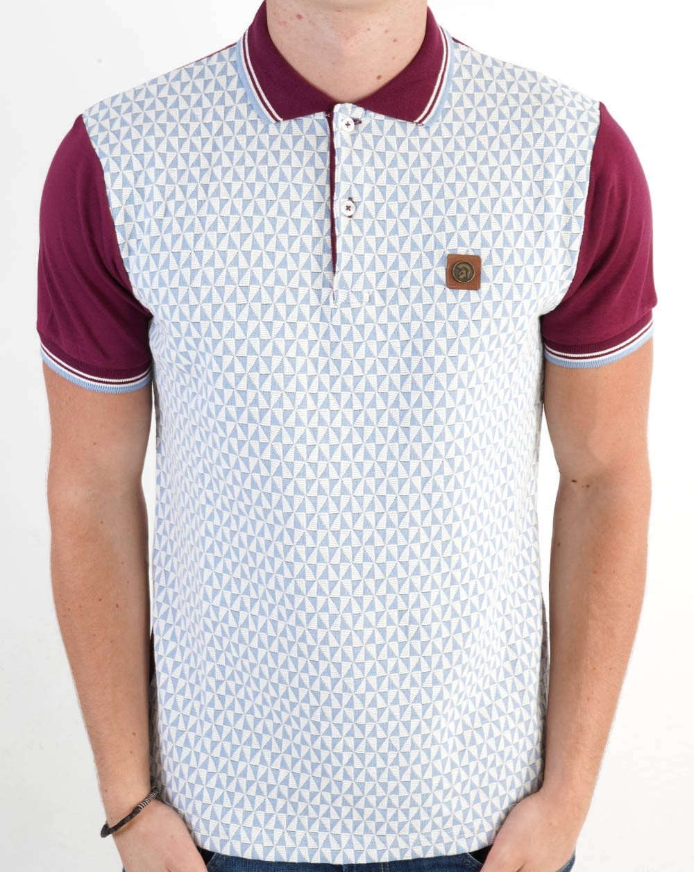 Trojan Diamond Panel Poloshirt Himmelblau/Hafenblau