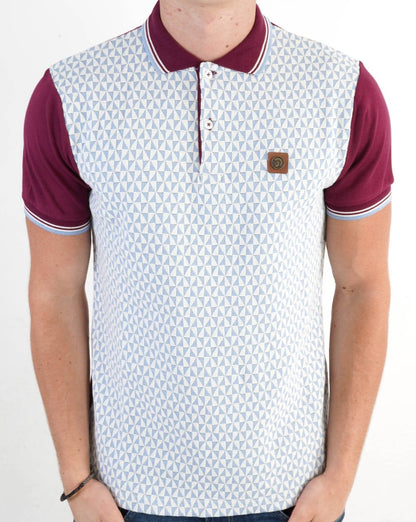 Trojan Diamond Panel Poloshirt Himmelblau/Hafenblau
