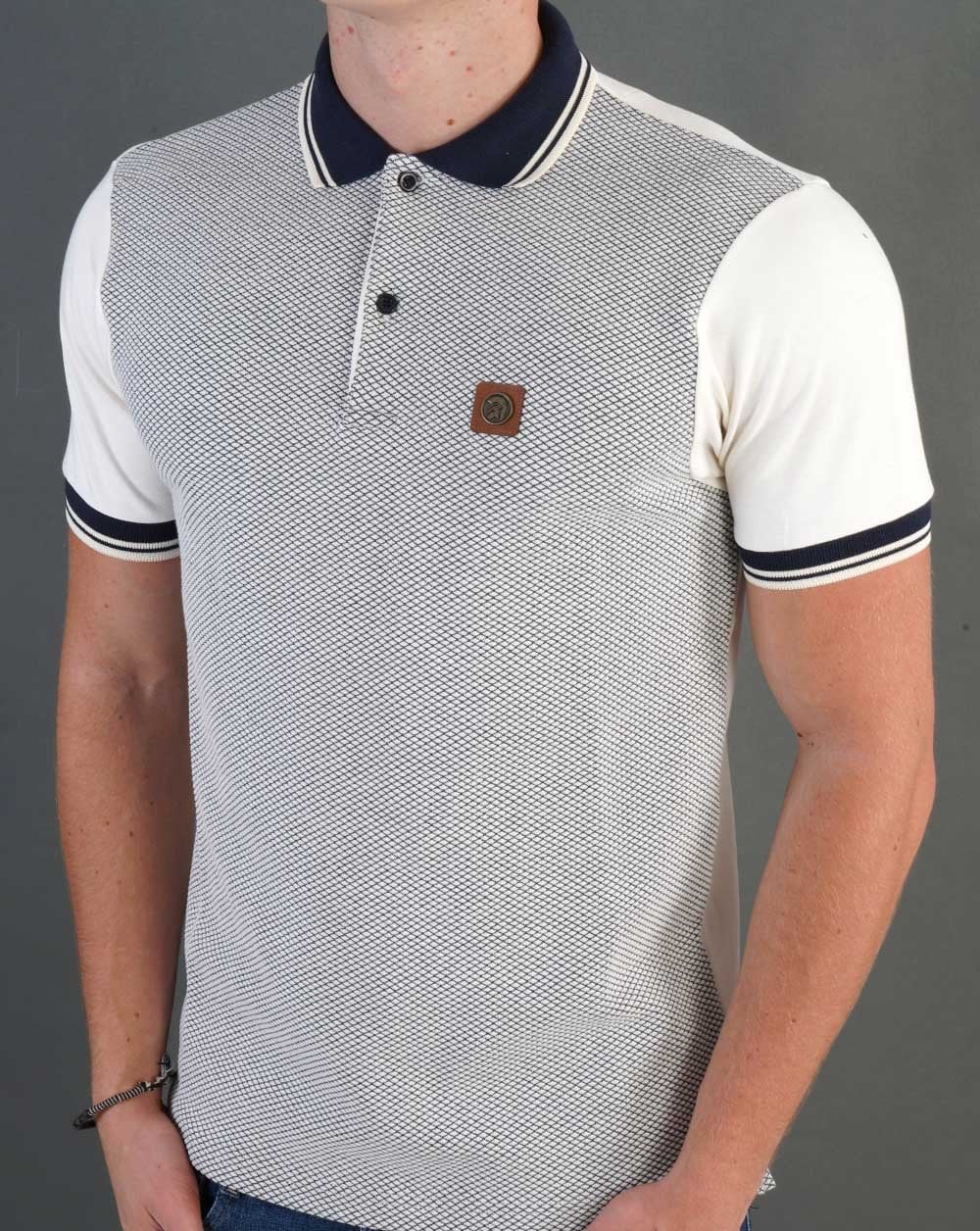 Trojan Diamond Panel Poloshirt Ecru