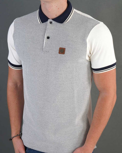 Trojan Diamond Panel Poloshirt Ecru