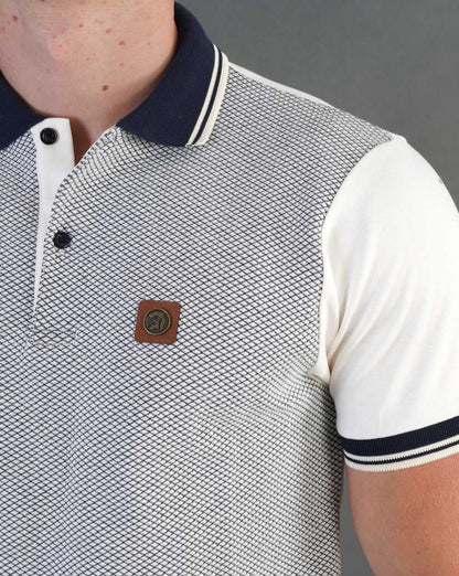 Trojan Diamond Panel Poloshirt Ecru