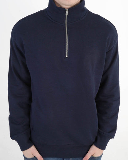 Benetton Sweatshirt mit Viertelreißverschluss in Marineblau