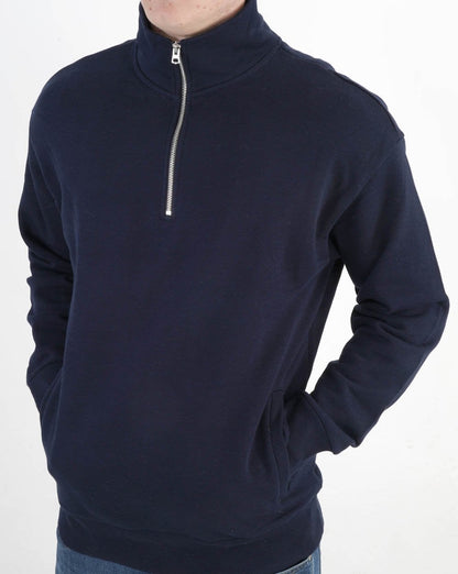 Benetton Sweatshirt mit Viertelreißverschluss in Marineblau