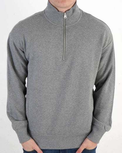 Benetton Sweatshirt mit Viertelreißverschluss in Grau