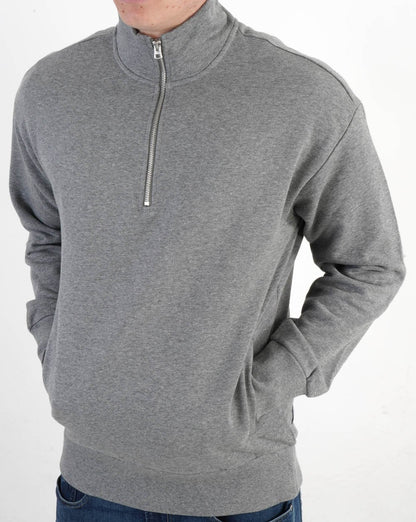 Benetton Sweatshirt mit Viertelreißverschluss in Grau