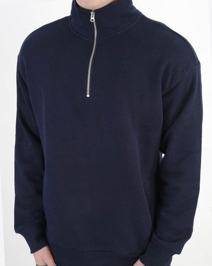 Benetton Sweatshirt mit Viertelreißverschluss in Marineblau