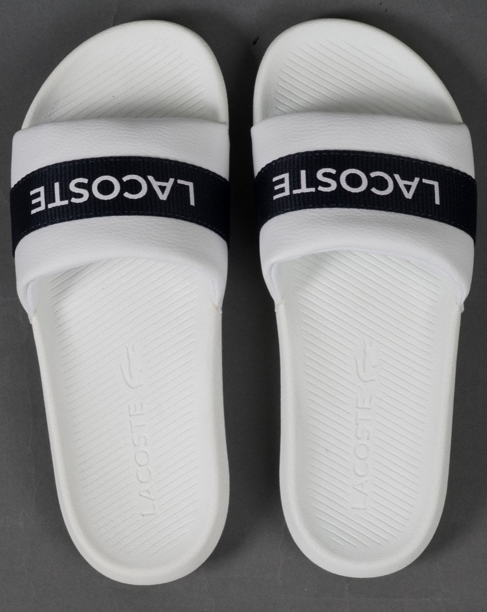 Lacoste Footwear Croco Slide White/Navy