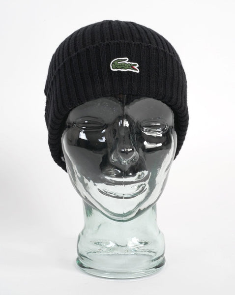 Lacoste Ribbed Wool Beanie Black