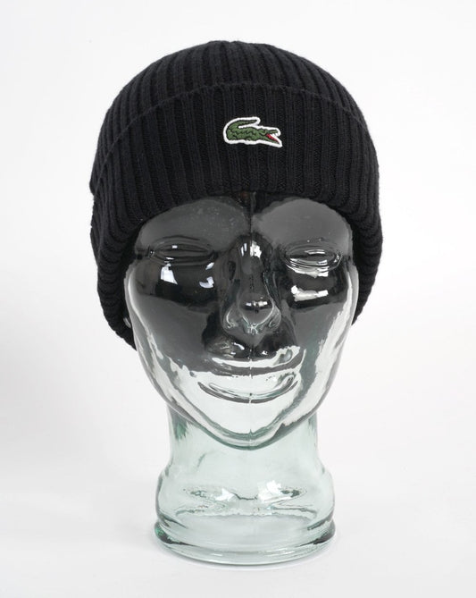Lacoste Lacoste Gerippte Wollmütze Schwarz