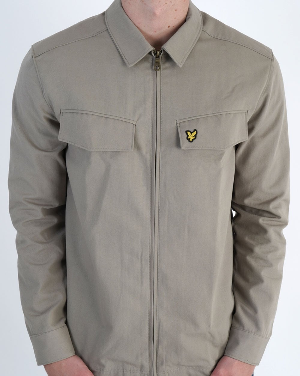 Lyle &amp; Scott – Überhemd mit Tasche in Khaki-Rauch