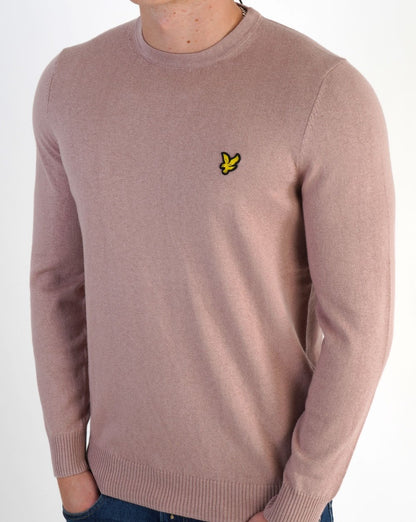 Lyle &amp; Scott – Rundhalspullover aus Baumwoll-Merinowolle in Mauve Dusk