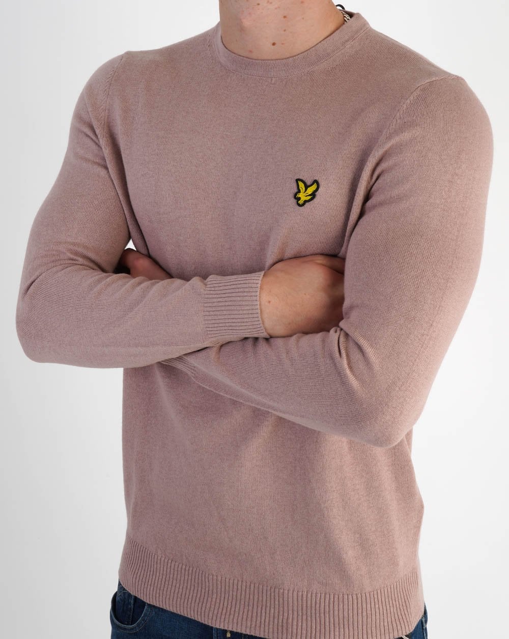 Lyle &amp; Scott – Rundhalspullover aus Baumwoll-Merinowolle in Mauve Dusk