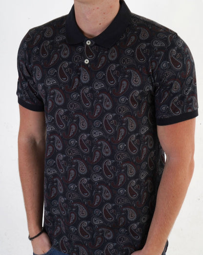 Pretty Green Hamilton Paisley Polo Burgund