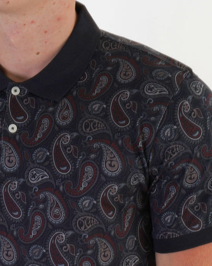 Pretty Green Hamilton Paisley Polo Burgund