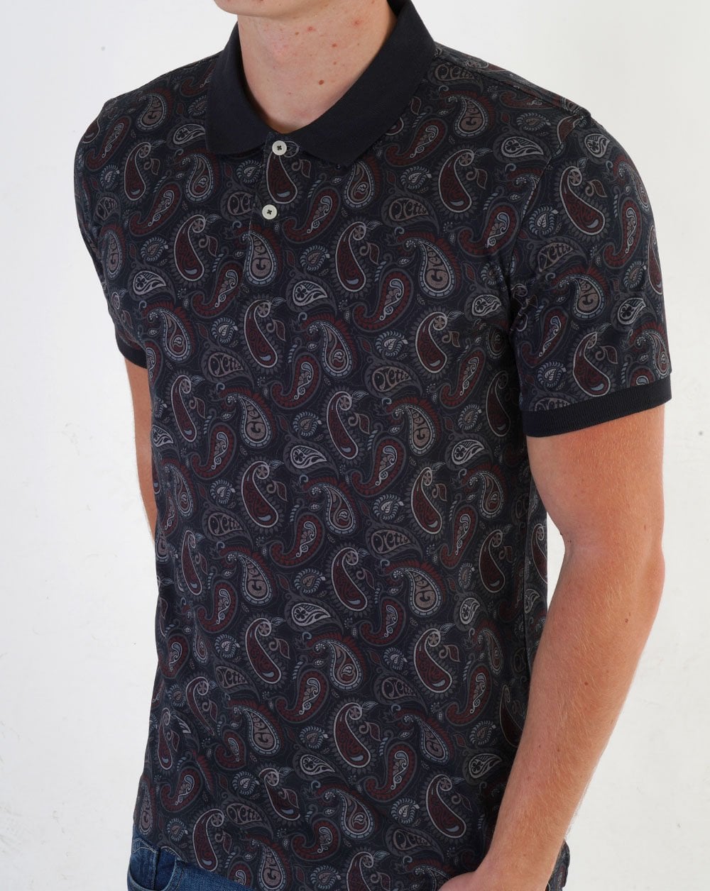 Pretty Green Hamilton Paisley Polo Burgundy