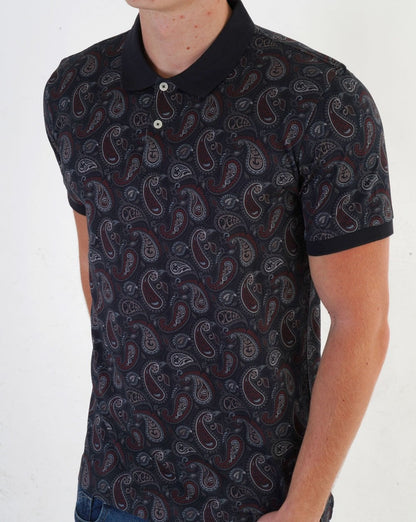 Pretty Green Hamilton Paisley Polo Burgund