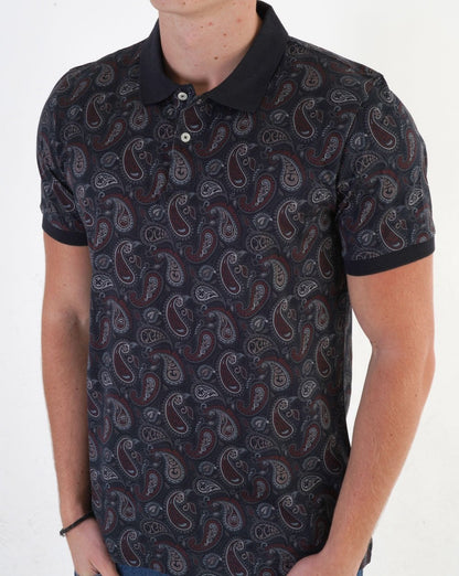 Pretty Green Hamilton Paisley Polo Burgund