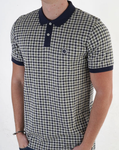 Pretty Green – Poloshirt mit Hahnentrittmuster, mehrfarbig