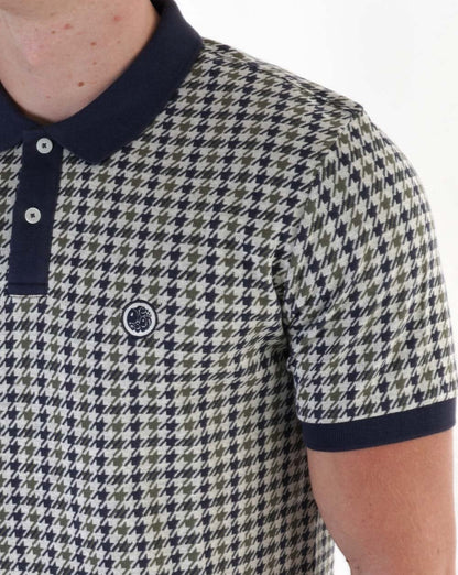 Pretty Green – Poloshirt mit Hahnentrittmuster, mehrfarbig