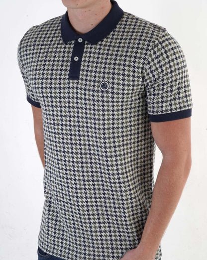 Pretty Green – Poloshirt mit Hahnentrittmuster, mehrfarbig