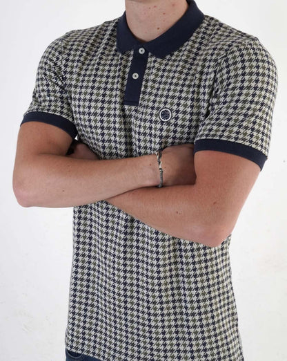 Pretty Green – Poloshirt mit Hahnentrittmuster, mehrfarbig