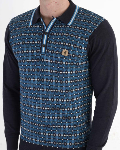 Gabicci Vintage Ernest LS Strickpolo Marineblau