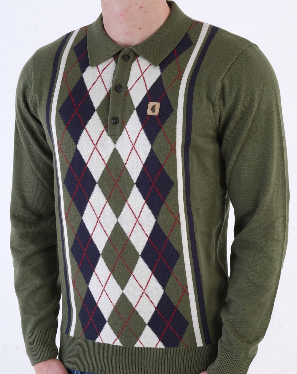 Gabicci Vintage Humphrey Langarm-Strickpolo Olive