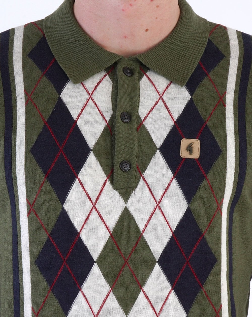 Gabicci Vintage Humphrey Langarm-Strickpolo Olive