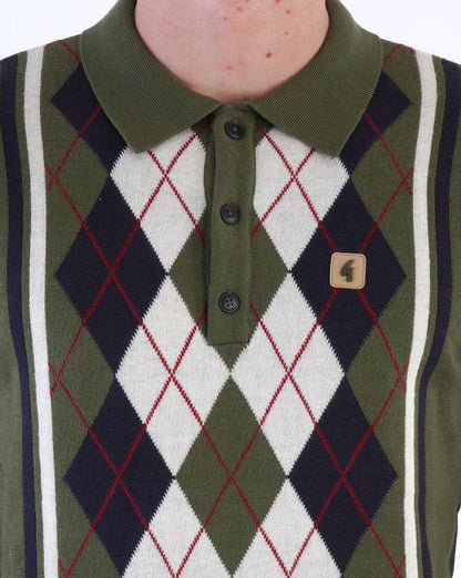 Gabicci Vintage Humphrey Langarm-Strickpolo Olive