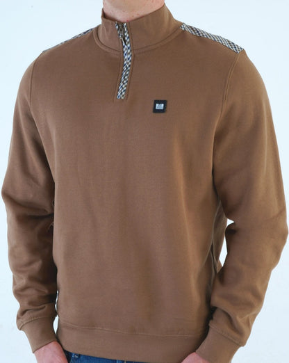 Weekend Offender Miyako Pullover mit 1/4-Reißverschluss, Karamell